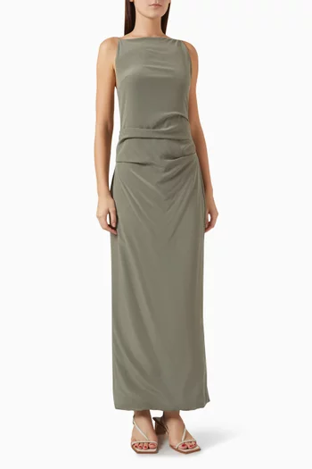Tuck Maxi Dress in Silk