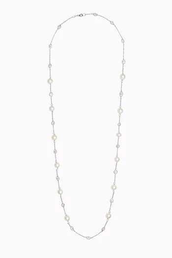 Kyra Pearl Symphony Necklace in Rhodium-plated Sterling Silver