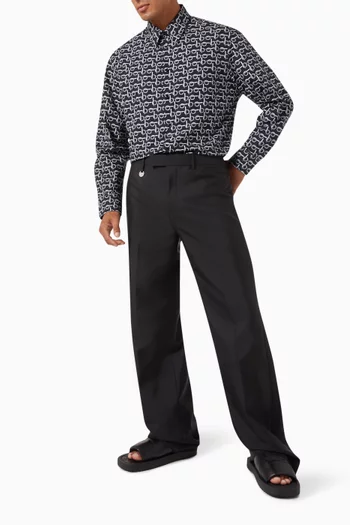 Wide-leg Pants in Wool-silk