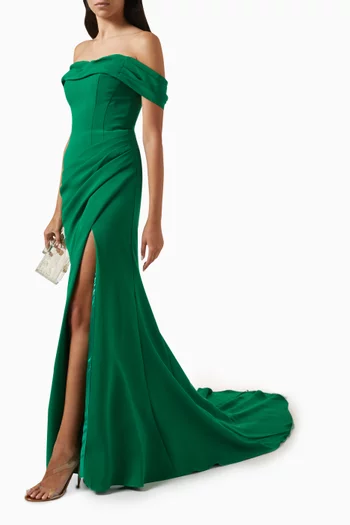 Off-shoulder Heart-shaped Gown in Crepe
