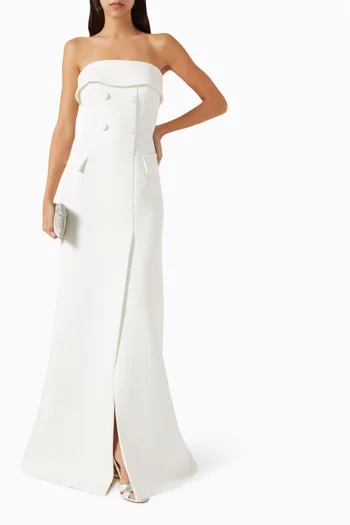 Strapless Flared Gown in Scuba
