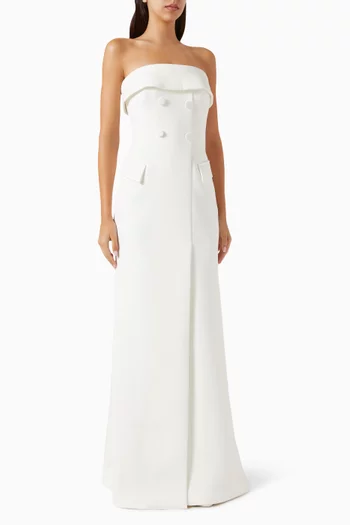 Strapless Flared Gown in Scuba
