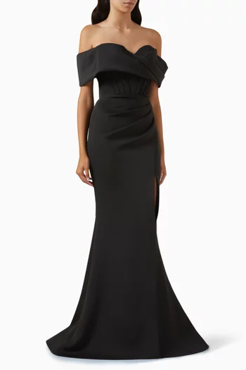 Off-shoulder Gown in Scuba