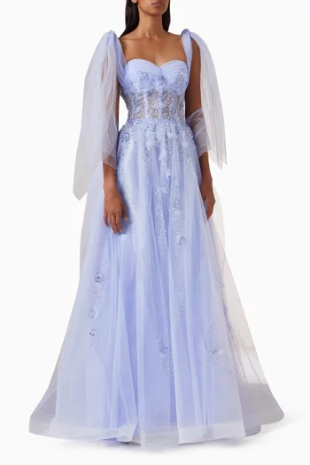 Embellished A-line Gown in Tulle