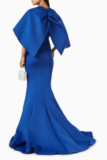 Cape-sleeve Gown in Scuba