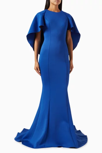 Cape-sleeve Gown in Scuba