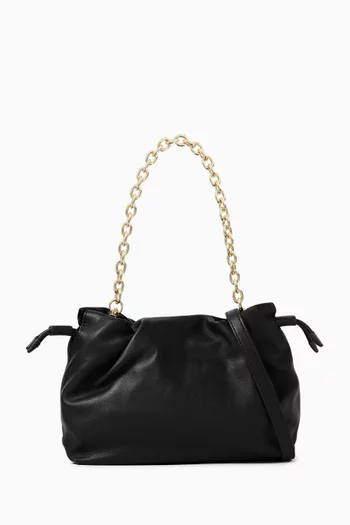 Alexandra Petite Drawstring Clutch in Leather
