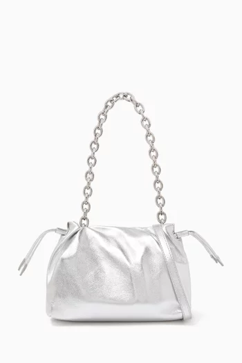 Alexandra Petite Drawstring Clutch in Leather