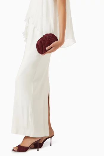 Juliet Diamanté Mesh Clutch in Satin