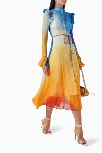 Katrina Enigma-print Midi Dress in Silk-blend