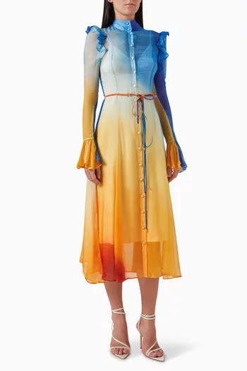 Katrina Enigma-print Midi Dress in Silk-blend
