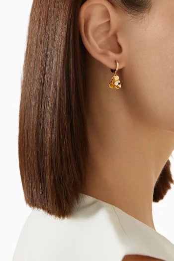 Precious Pansy Pavé Drop Huggie Earrings in Metal