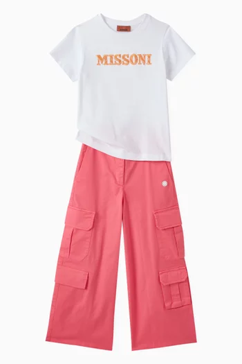 Wide-leg Cargo Pants in Stretch Cotton