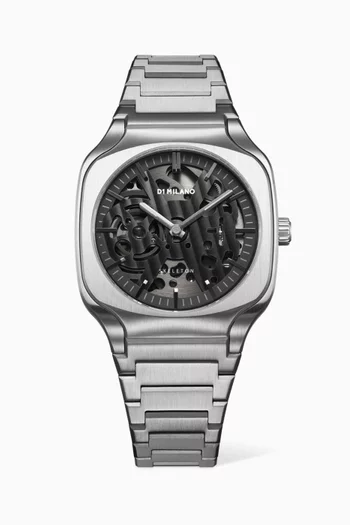 Skeleton Square Watch in Stainless Steel, 37mm