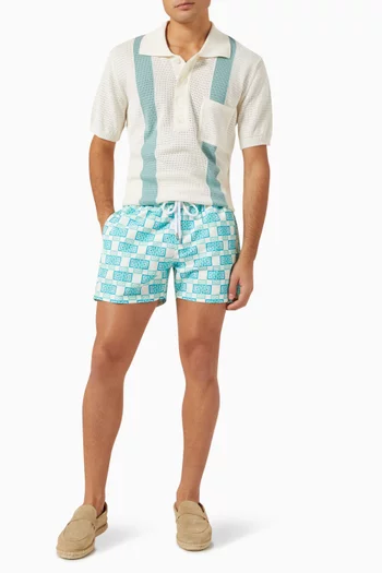 Angra Clube Print Swim Shorts in Recycled Polyester