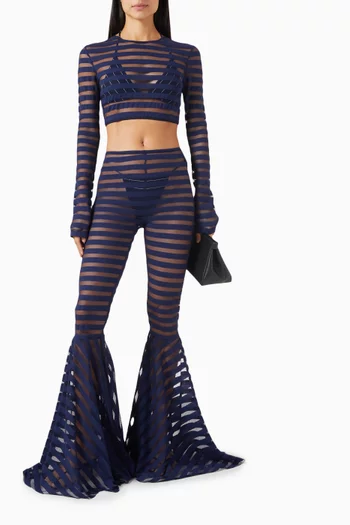 Crop Top in Striped Mesh