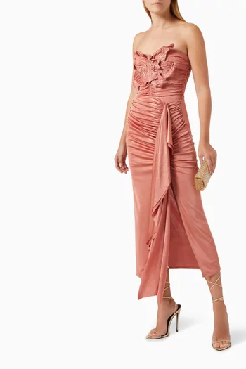 Orchid Ruched Bodysuit in Metallic Jersey