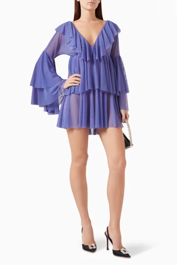 Ruffle Mini Dress in Power Mesh