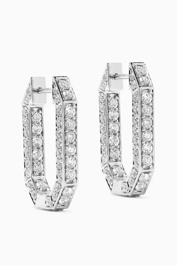 Birwaz Turath Diamond Hoop Earrings in 18kt White Gold
