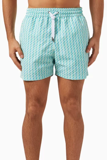 Copacabana Herringbone-print Swim Shorts