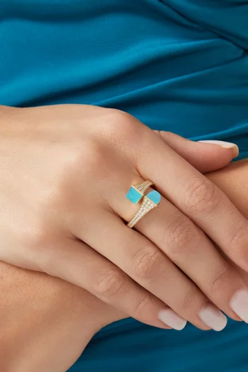 Cleo Diamond & Turquoise Ring in 18kt Gold