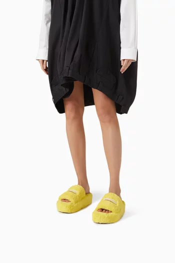 Furry Platform Sandals in Faux Shearling