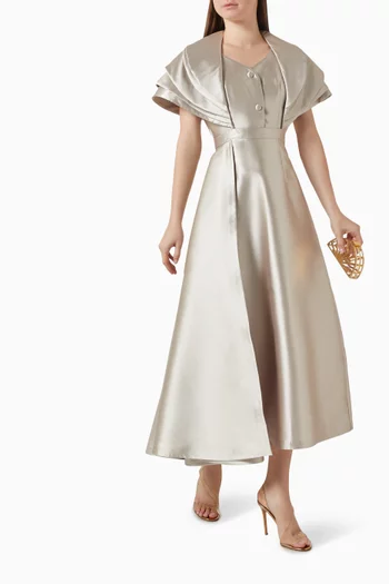 Anna Cape Dress in Taffeta