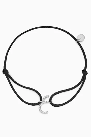 Diamond Arabic Initial Thread Bracelet, Letter '3EIN' in 18kt White Gold