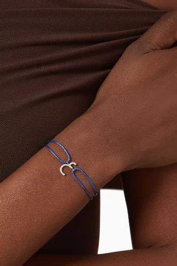 Diamond Arabic Initial Thread Bracelet, Letter '3EIN' in 18kt White Gold
