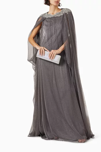 Embellished Loose-cut Gown in Tulle