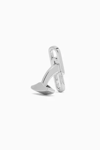 Paperclip Pavé White Diamonds Cufflinks in Sterling Silver