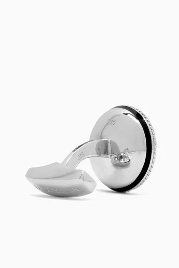 Lunar Meteorite Cufflinks in Rhodium Plated Sterling Silver