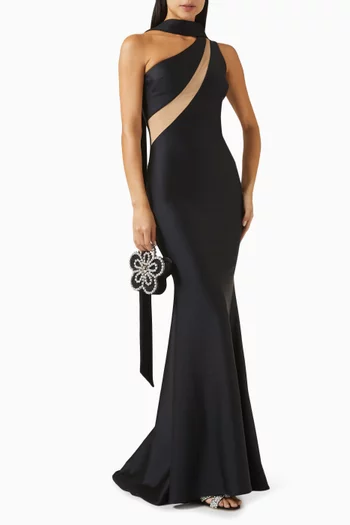 One-shoulder Gown in Stretch Jersey
