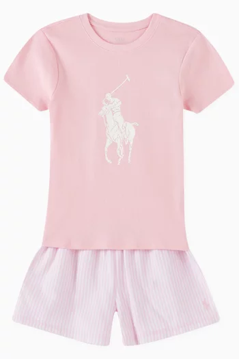 Pony T-shirt & Shorts Pyjama Set in Cotton