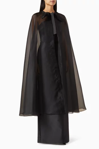 Detachable-cape Maxi Dress