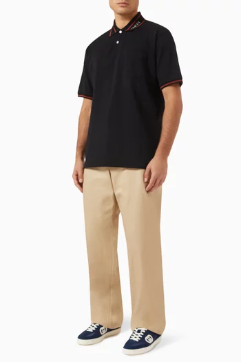 Logo Jacquard Polo Shirt in Cotton-piqué