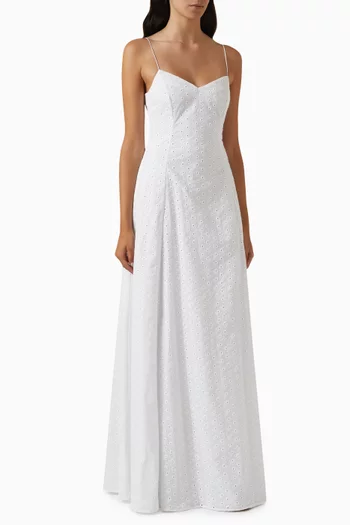 Aria Broderie Anglaise Maxi Dress in Cotton