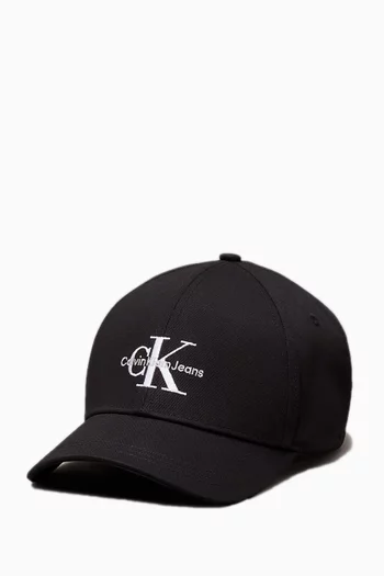 Monogram Logo Embroidered Cap in Organic Cotton