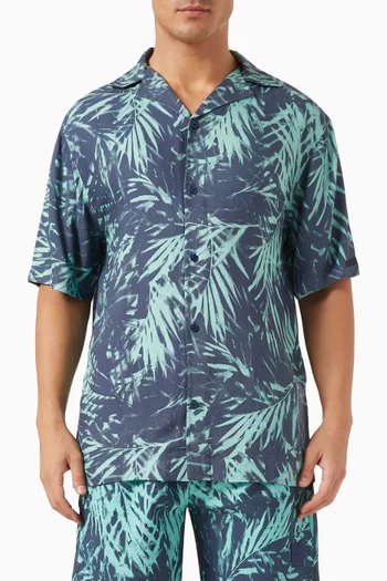 All-Over Printed Beach Shirt in Viscose