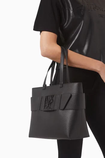 Medium Susy AX Logo Tote Bag in Faux Leather