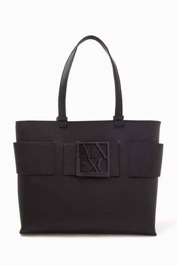 Medium Susy AX Logo Tote Bag in Faux Leather
