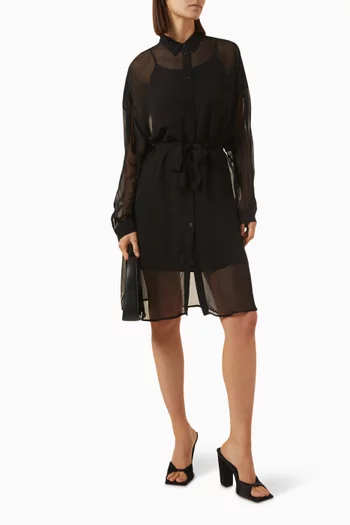 Shirt Midi Dress in Mesh