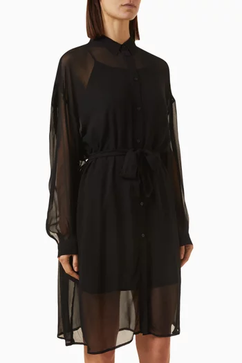 Shirt Midi Dress in Mesh