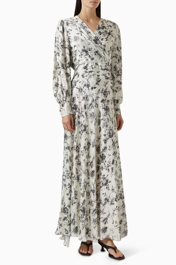 فستان جريس طويل بنقشة زهور