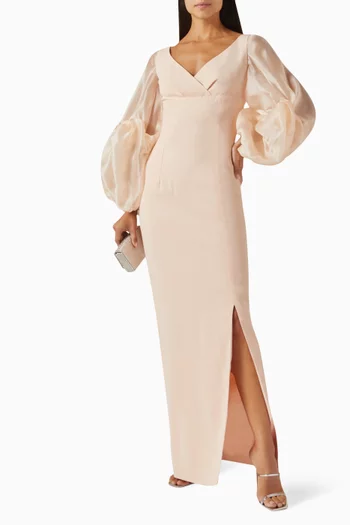 Column Maxi Dress in Cady & Organza