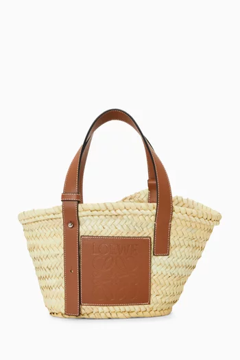 Small Basket Bag in Raffia & Leather