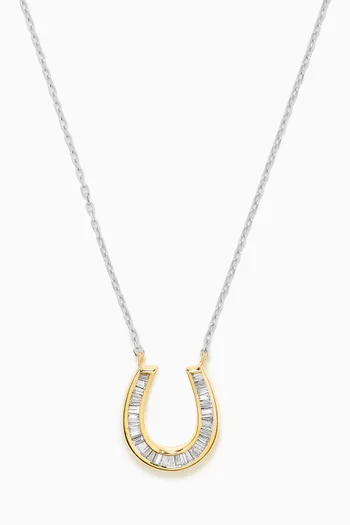 Horseshoe Diamond Baguette Necklace in 18kt Gold