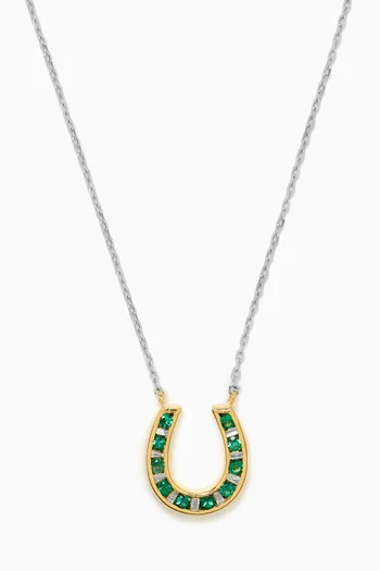 Horseshoe Diamond & Emerald Necklace in 18kt Gold