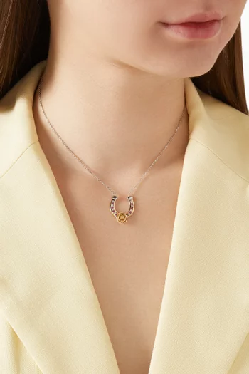 Lucky Rose Horseshoe Ruby Necklace in 18kt White Gold