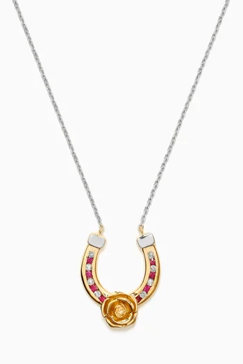 Lucky Rose Horseshoe Ruby Necklace in 18kt White Gold